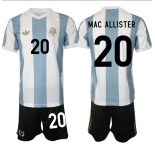 Men's Argentina #20 Alexis Mac Allister White Blue 2024-25 50th Anniversary Home Soccer Jersey Suit
