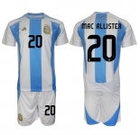 Men's Argentina #20 Alexis Mac Allister White Blue 2024-25 Home Soccer Jersey Suit
