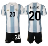 Men's Argentina #20 Lautaro White Blue 2024-25 50th Anniversary Home Soccer Jersey Suit