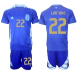 Men's Argentina #22 Lautaro Blue 2024-25 Away SoccerJersey Suit
