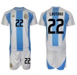 Men's Argentina #22 Lautaro White Blue 2024-25 Home Soccer Jersey Suit