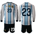 Men's Argentina #23 E.MARTINEZ Long Sleeve National Team FIFA x World Cup 2026 Home White On Field Jersey