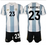 Men's Argentina #23 Emiliano Martinez White Blue 2024-25 50th Anniversary Home Soccer Jersey Suit