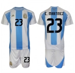 Men's Argentina #23 Emiliano Martínez White Blue 2024-25 Home Soccer Jersey Suit