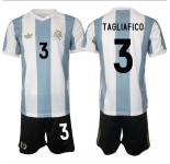 Men's Argentina #3 Nicolas Tagliafico White Blue 2024-25 50th Anniversary Home Soccer Jersey Suit