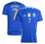 Men's Argentina #7 Rodrigo De Paul 2024 Blue Away Soccer Jersey