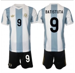 Men's Argentina #9 Gabriel Batistuta White Blue 2024-25 50th Anniversary Home Soccer Jersey Suit