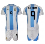Men's Argentina #9 Gabriel Batistuta White Blue 2024-25 Home Soccer Jersey Suit