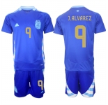 Men's Argentina #9 Julián álvarez Blue 2024-25 Away SoccerJersey Suit