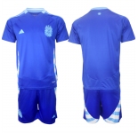 Men's Argentina Blank Blue 2024-25 Away SoccerJersey Suit