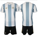 Men's Argentina Blank White Blue 2024-25 50th Anniversary Home Soccer Jersey Suit