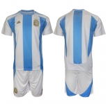 Men's Argentina Blank White Blue 2024-25 Home SoccerJersey Suit
