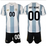 Men's Argentina Custom White Blue 2024-25 50th Anniversary Home Soccer Jersey Suit