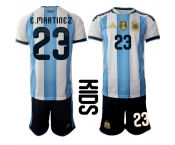 Youth Argentina #23 E.MARTINEZ National Team FIFA x World Cup 2026 Home White On Field Kids Jersey