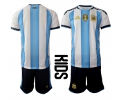 Youth Argentina Blank White Blue 2025-26 Home Soccer Jersey Suit