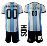Youth Argentina Custom Any Name And Number National Team FIFA x World Cup 2026 Home White On Field Kids Jersey