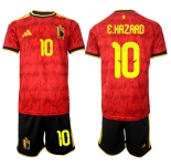 Men's Belgium #10 E.HAZARD National Team FIFA x World Cup 2026 Home Red On Field Jersey