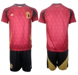 Men's Belgium National Team Blank Red 2024-25 Home Soccer Jersey Suit