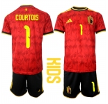 Youth Belgium #1 COURTOIS National Team FIFA x World Cup 2026 Home Red On Field Kids Jersey