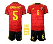 Youth Belgium #5 UEATONGHEN National Team FIFA x World Cup 2026 Home Red On Field Kids Jersey