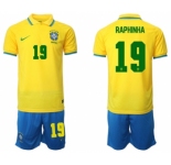 Men's Brazil #19 Raphinha Yellow Home Soccer Jersey Suit