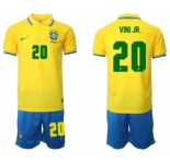 Men's Brazil #20 Vini Jr. Yellow Home Soccer Jersey Suit