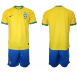 Men's Brazil Blank Yellow Home Soccer Jersey Suit