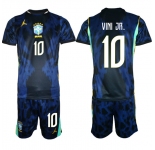 Men's Brazil national football team #10 VinÃcius Júnior Navy 2026 Away Soccer Jersey Suit
