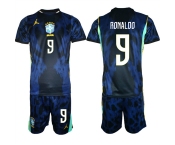 Men's Brazil national football team #9 Ronaldo Navy 2026 Away Soccer Jersey Suit