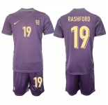 Men's England #19 Marcus Rashford 2024-25 Purple Away Soccer Jersey Suit