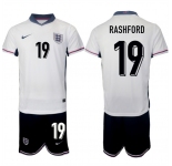 Men's England #19 Marcus Rashford 2024-25 White Home Soccer Jersey Suit