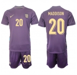 Men's England #20 James Maddison 2024-25 Purple Away Soccer Jersey Suit