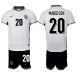 Men's England #20 James Maddison 2024-25 White Home Soccer Jersey Suit