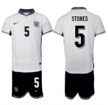 Men's England #5 John Stones 2024-25 White Home Soccer Jersey Suit