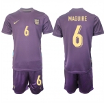 Men's England #6 Harry Maguire 2024-25 Purple Away Soccer Jersey Suit
