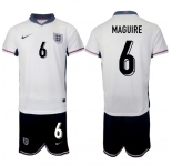 Men's England #6 Harry Maguire 2024-25 White Home Soccer Jersey Suit