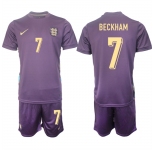 Men's England #7 Beckham 2024-25 Purple Away Soccer Jersey Suit