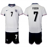Men's England #7 Phil Foden 2024-25 White Home Soccer Jersey Suit