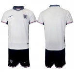 Men's England Blank 2024-25 White Home Soccer Jersey Suit