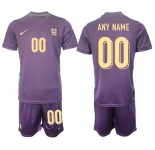 Men's England Custom 2024-25 Purple Away Soccer Jersey Suit