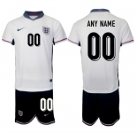 Men's England Custom 2024-25 White Home Soccer Jersey Suit