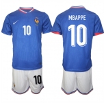 Men's France #10 Mbappe Blue 2024-25 Home Soccer Jersey Suit