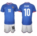 Men's France #10 Zidane Blue 2024-25 Home Soccer Jersey Suit