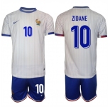 Men's France #10 Zidane White 2024-25 Away Soccer Jersey Suit