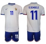 Men's France #11 Ousmane Dembele White 2024-25 Away Soccer Jersey Suit