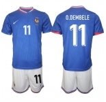 Men's France #11 Ousmane Dembélé Blue 2024-25 Home Soccer Jersey Suit