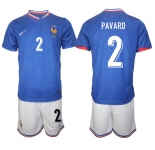 Men's France #2 Benjamin Pavard Blue 2024-25 Home Soccer Jersey Suit