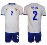 Men's France #2 Benjamin Pavard White 2024-25 Away Soccer Jersey Suit