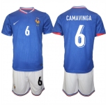 Men's France #6 Eduardo Camavinga Blue 2024-25 Home Soccer Jersey Suit