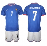 Men's France #7 Antoine Griezmann Blue 2024-25 Home Soccer Jersey Suit